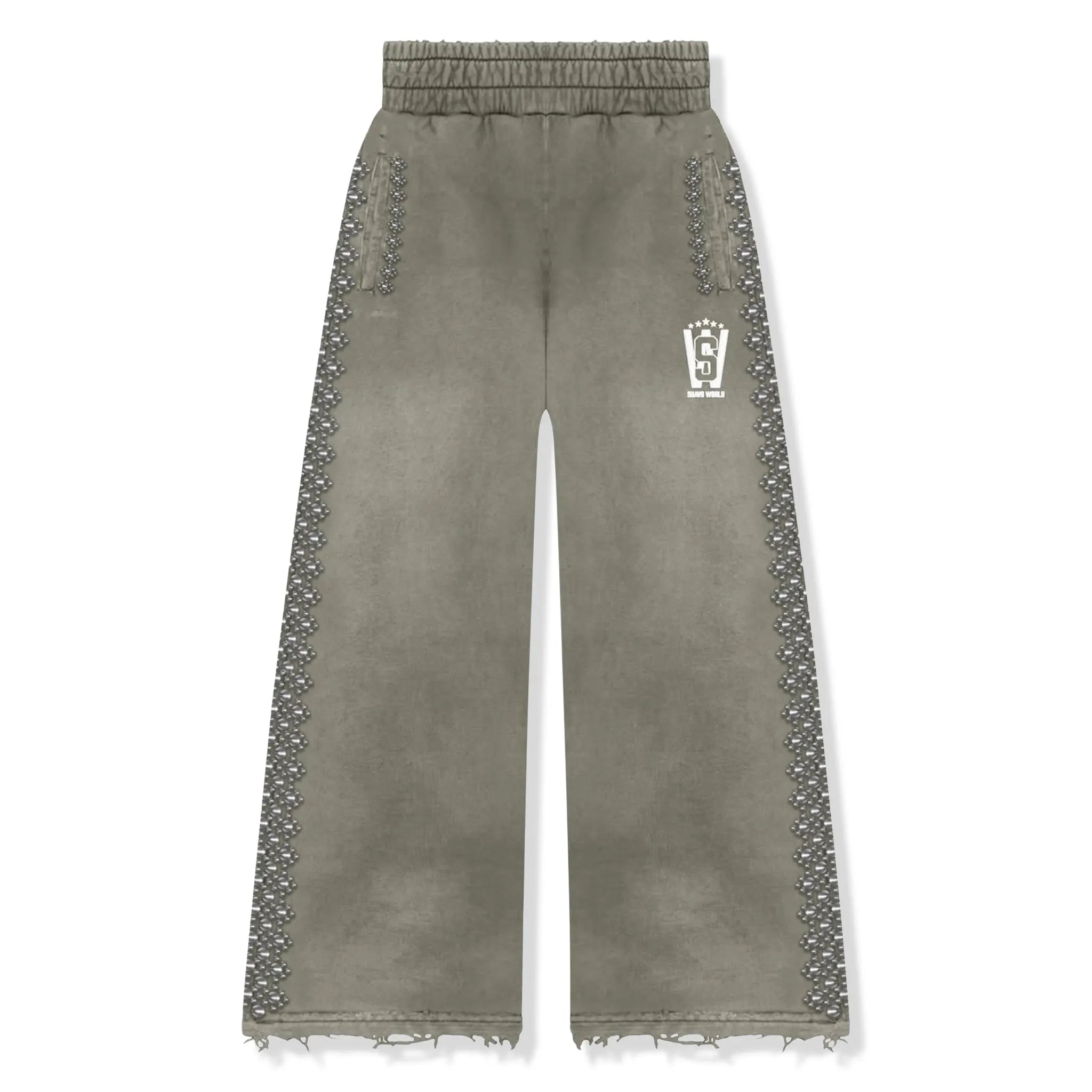 Front View of Suavo London Stud Charcoal Sweatpants